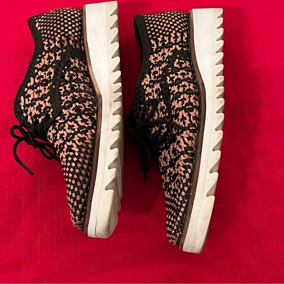 Zara Braided Leather Brown & Black Leather Bluchers Contrasting White Lo… - Picture 4 of 8